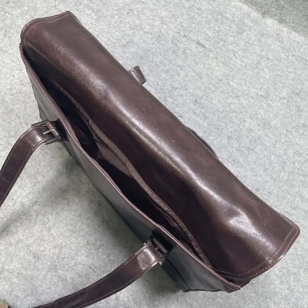 Vintage Worthington Faux Leather Dark Brown Briefcase Computer Work Shoulder Bag